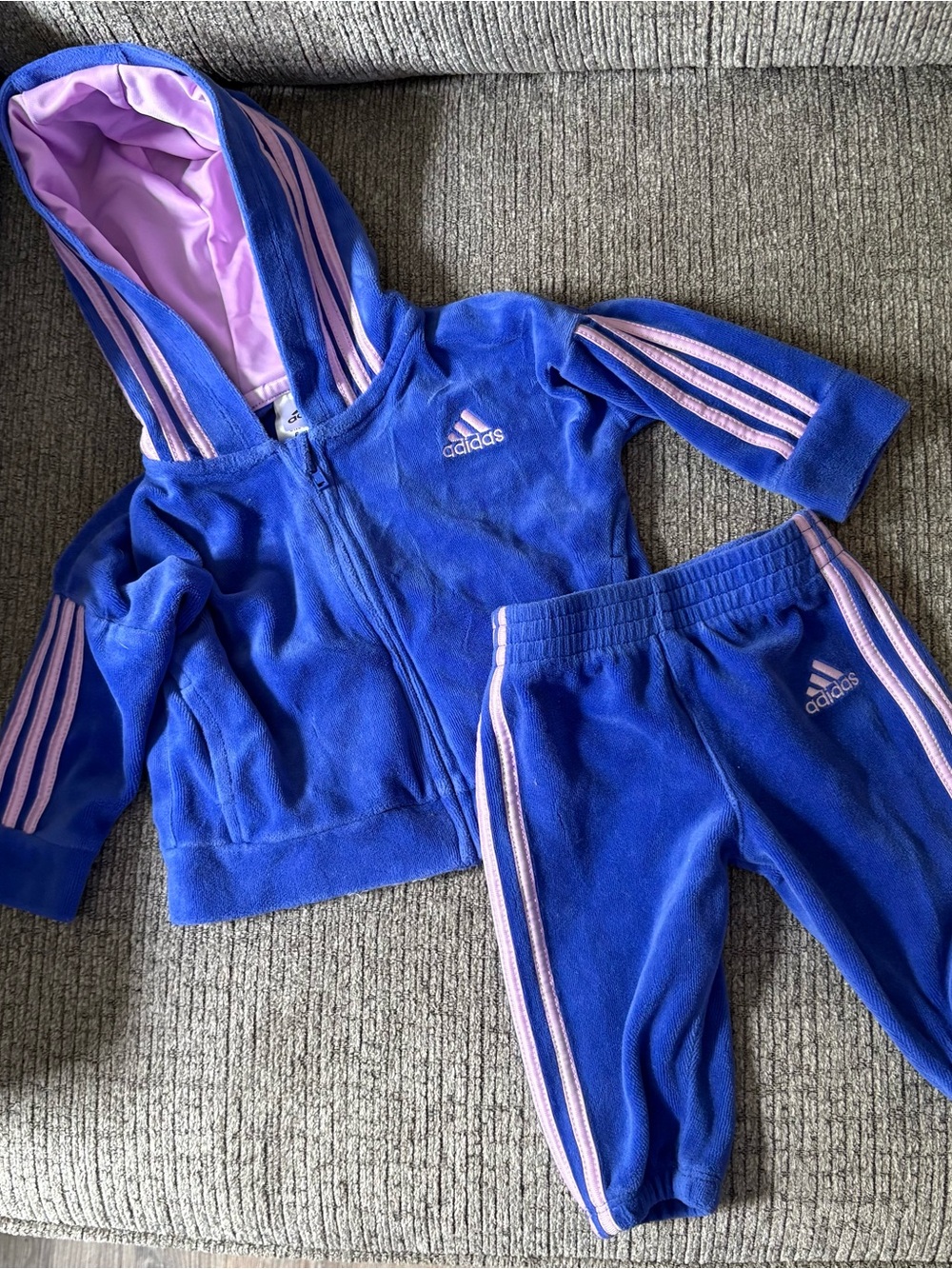 Adidas Baby Velour Hooded Tracksuit